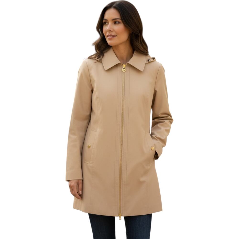 61. MK Tan Rain Coat With Hood Size M